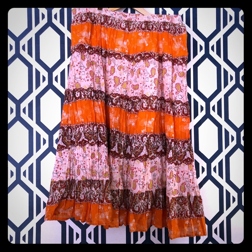 Bohemian cotton broomstick skirt